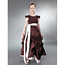 a-line bateau manica corta tea-length Junior Satin abito da damigella