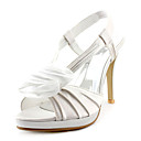 Satin Upper Stiletto Heel Sandals/ Pumps With Satin Flower Wedding Bridal Shoes