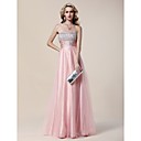 A-line Strapless Floor-length Stretch Satin And Tulle Evening Dress