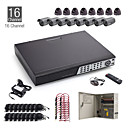 Kit de circuito cerrado de televisión 16 canales + 8pcs 15m negro cámara domo + 8pcs cámara 25m negro + 1TB