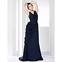 A-line Cowl Sweep/Brush Train Chiffon Evening Dress