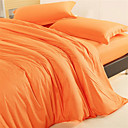 Solid Reactive Dyed 4-piece King-size Duvet Cover Set (Orange)
