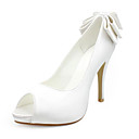 satinado superior talón bombas de tacón de aguja / peep toe con zapatos de boda bowknot más colores disponibles