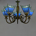 40w antiken inspiriert Kronleuchter mit 5 Lampen in blauen Lampenschirm