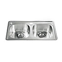 29 pulgadas de acero inoxidable, fregadero de la cocina bajo cubierta (plato doble)