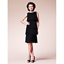 Sheath/Column Bateau Knee-length Chiffon Mother of the Bride Dress