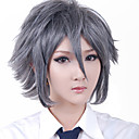 peruca cosplay inspirado por meio de fibra sintética cinza