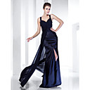 Sheath/ Column Straps Floor-length Chiffon Evening Dress With Split Front