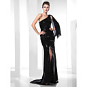 Trumpet/Mermaid One Shoulder Sweep/Brush Train Sequined Evening Dress
