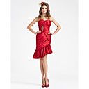 Sheath/ Column Strapless Asymmetrical Taffeta Bridesmaid Dress