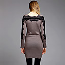 TS Button and Lace Embellished Cashmere Dress