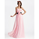 A-line Strapless Floor-length Chiffon Bridesmaid Dress