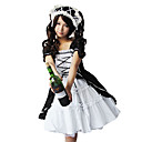 Kurzarm knielangen schwarzen weißen Gothic Lolita Kleid