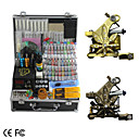 2 fonte pistolet de tatouage kit avec alimentation lcd et 40 d'encre