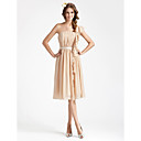 Sheath/Column One Shoulder Knee-length Draped Chiffon Bridesmaid Dress