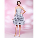 A-line Strapless Knee-length Tiered Organza Cocktail Dress