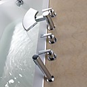 zeitgenössische Messing Badewanne Wasserhahn mit Handbrause - verchromt
