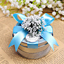 Clear Top Round Favor Tin With Blue Bow (Set of 6)