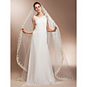 Gorgeous One-tier Cathedral Wedding Veils With Lace Applique Edge