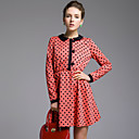 ts vintage polka dot jurk met lange mouwen