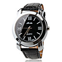 Roman Numerals Black Band PU Quartz Wrist Watch For Men