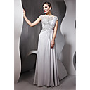 Sheath/ Column Bateau Floor-length Chiffon With Lace/ Beading Evening Dress
