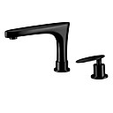 Oil-rubbed Bronze Finish Solid Brass Contemporary Widespread Bathroom Sink Faucets