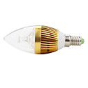 E14 3x1W 300LM 6000-6500K Natural White Light Gold Cover LED Candle Bulb (85-265V)