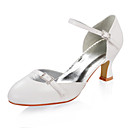 PU Leather Upper Mid Heel Closed-toes With Rhinestone Wedding Bridal Shoes