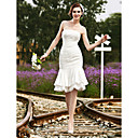 Trumpet/Mermaid Strapless Knee-length Satin Lace Wedding Dress
