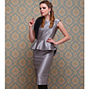 ts vintage style zilveren peplum schede jurk