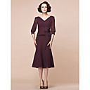Trumpet/Mermaid V-neck Tea-length Chiffon Mother Of The Bride Dress