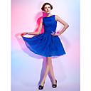 A-line Bateau Neck Short/Mini Organza Over Satin Cocktail Dress