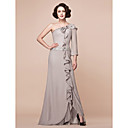 Sheath/Column One Shoulder Floor-length Chiffon And Stretch Satin Mother Of The Bride Dress
