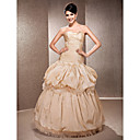 A-line Strapless Neckline Floor-length Taffeta  Wedding Dress