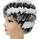 High Quality 100% Handmade Gray And White Rex Rabbit Fur Hat