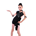 spandex enfants avec des fleurs / perles robe de danse latine