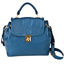 Top Handle Faux Leather Satchel With Detachable Shoulder Strap