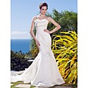 Trumpet/Mermaid Sweetheart Sweep/Brush Train Satin Organza Wedding Dress