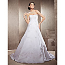 Elegant A-line Strapless Chapel Train Wedding Dress