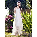 A-line V-neck Asymmetrical Organza Wedding Dress