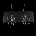 Crystal Pendant Light with 6 Lights in Black Shade
