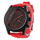 Männer-und Frauen-Silikon-Analog-Quarz-Armbanduhr (rot)
