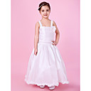 A-line Floor-length Taffeta Flower Girl Dress With Straps