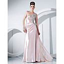 Sheath/Column One Shoulder Floor-length Charmeuse And Chiffon Evening Dress