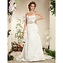 Trumpet/Mermaid Strapless Court Train Satin Wedding Dress