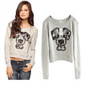 Cartoon Dog Print Sequins Round Collar Sweater