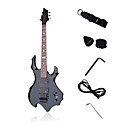 Flame Custom Heavy Metal Electric Guitar with Accessories Black