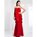 Sheath/Column Spaghetti Strap Chiffon And Lace Evening Dress