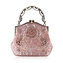 saco de noite elegante seda com pedra frente flor
